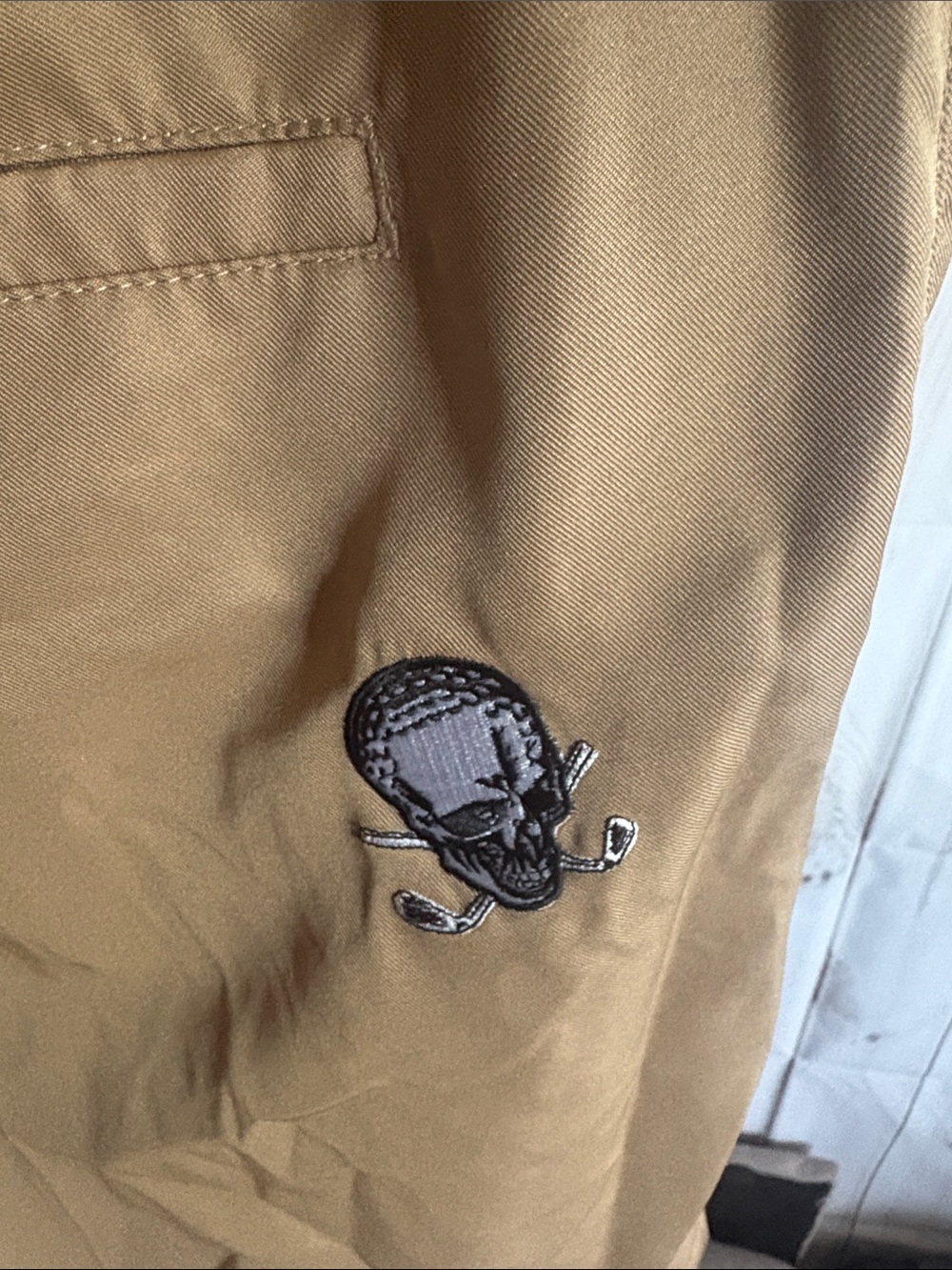 Men's Tan Flat-Front Shorts - Picture 4 of 5